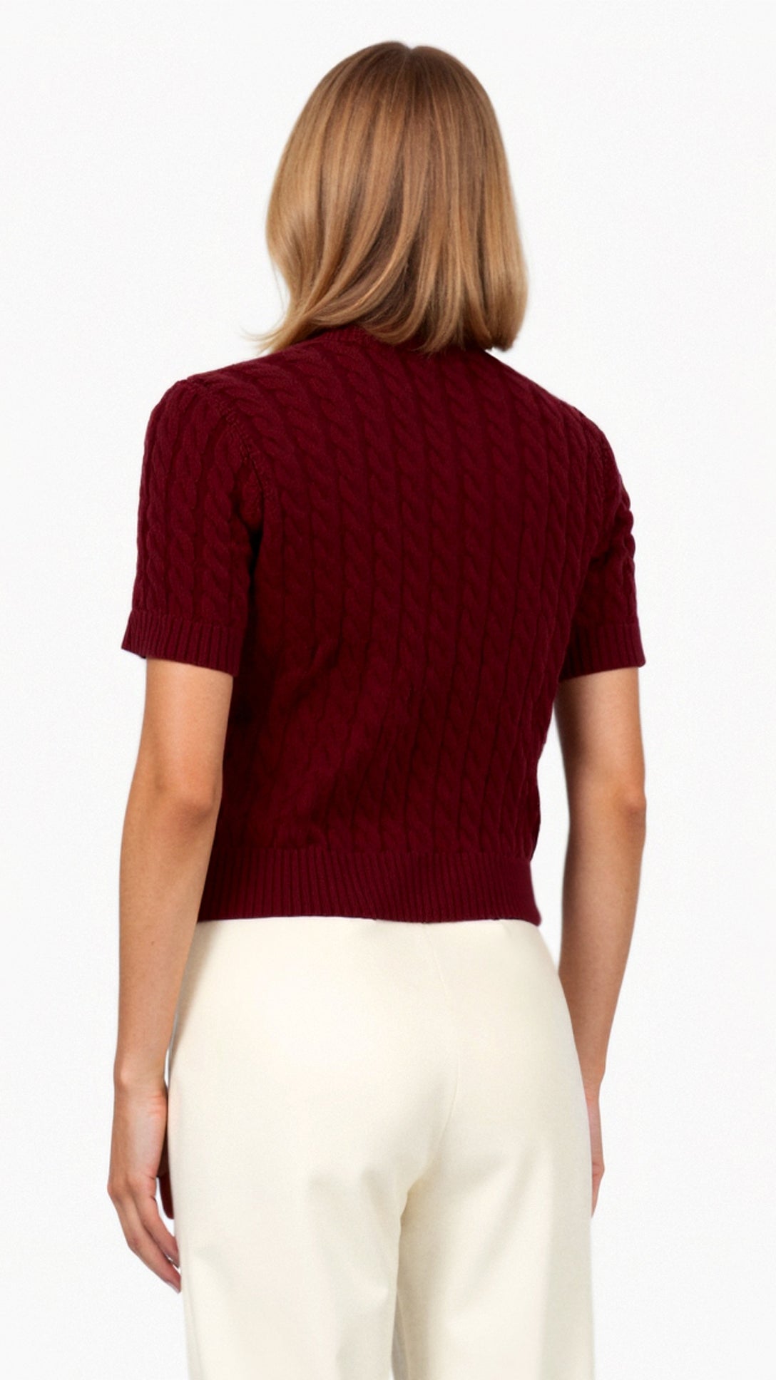 Alessia | Women’s Beige Knit Cropped Cardigan