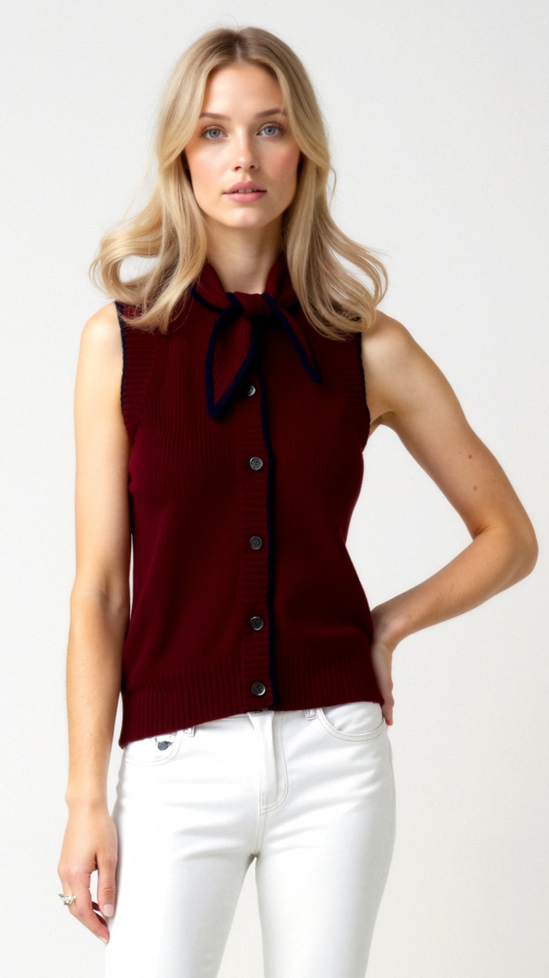 Federica | Women’s Vest Top Navy Soft Knit