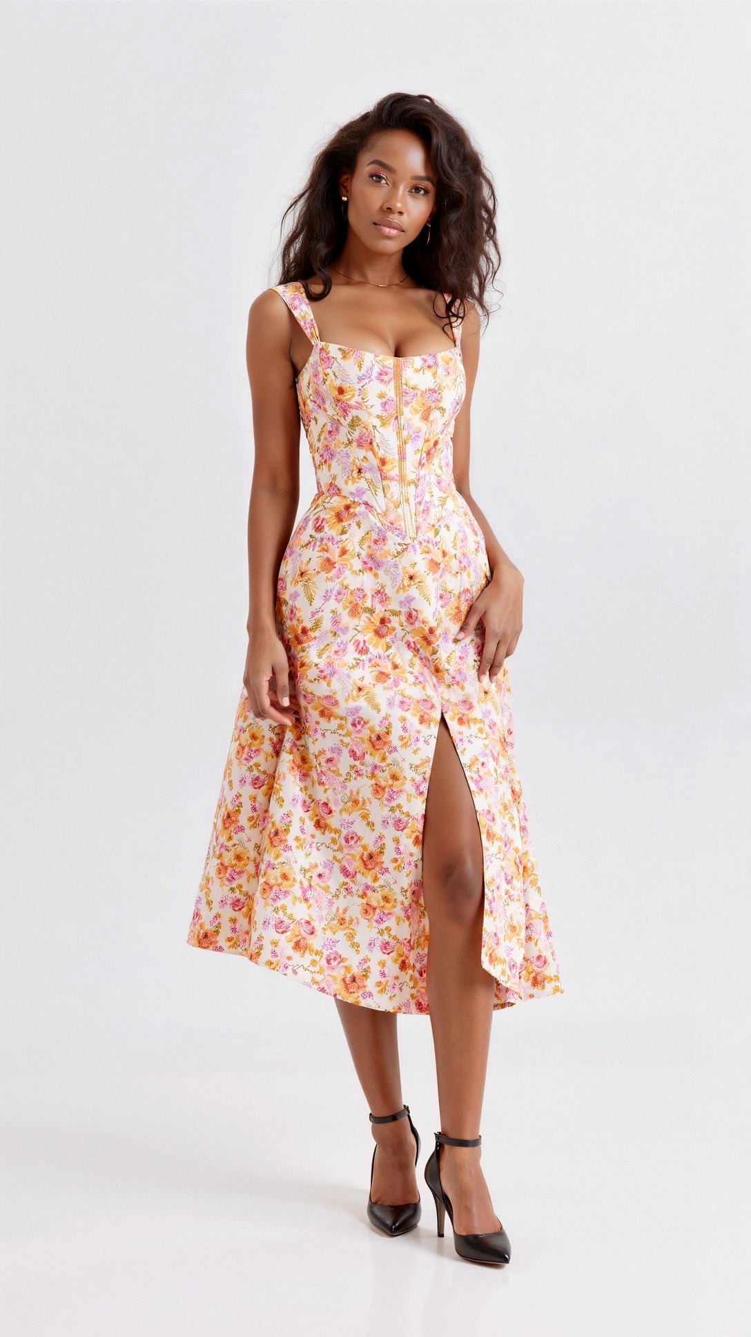 Valentina | Women’s Floral Jacquard Midi Dress