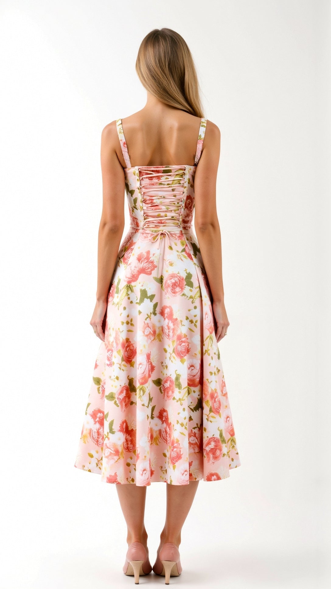 Aurora | Women’s White Midi Dress Blend Fabric