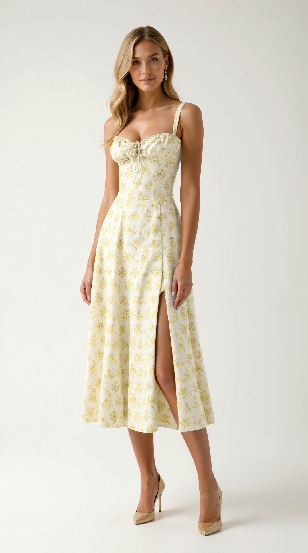 Aurora | Women’s White Midi Dress Blend Fabric
