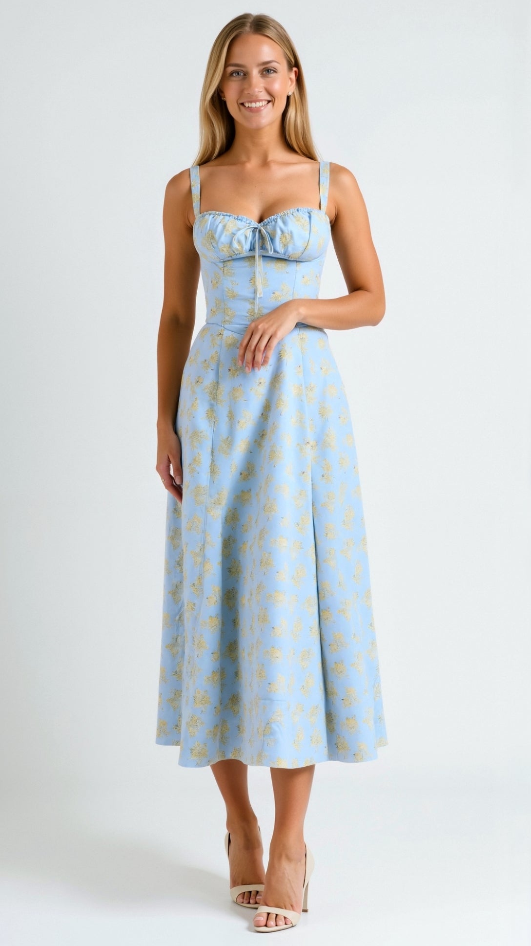 Aurora | Women’s White Midi Dress Blend Fabric