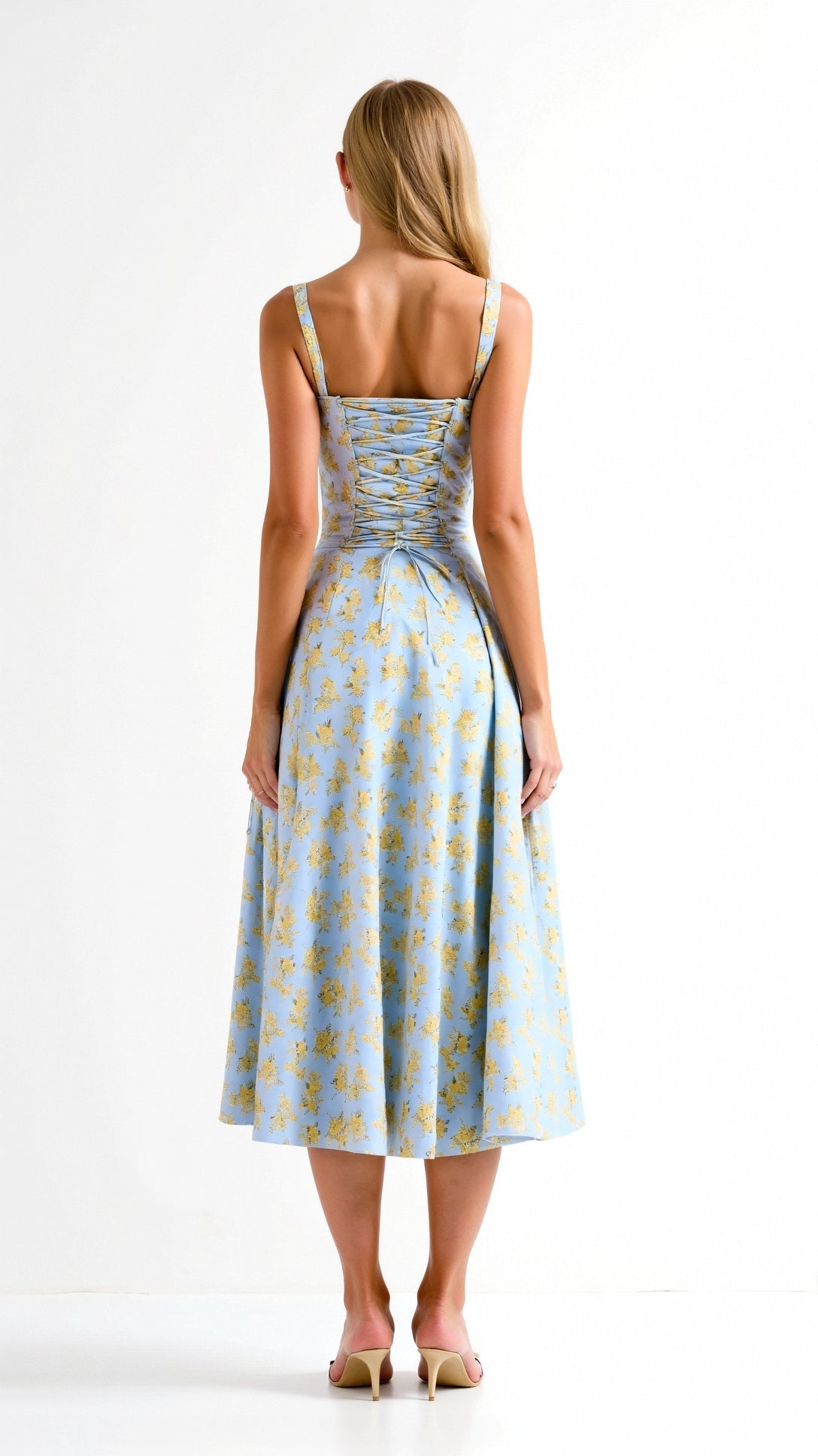 Aurora | Women’s White Midi Dress Blend Fabric