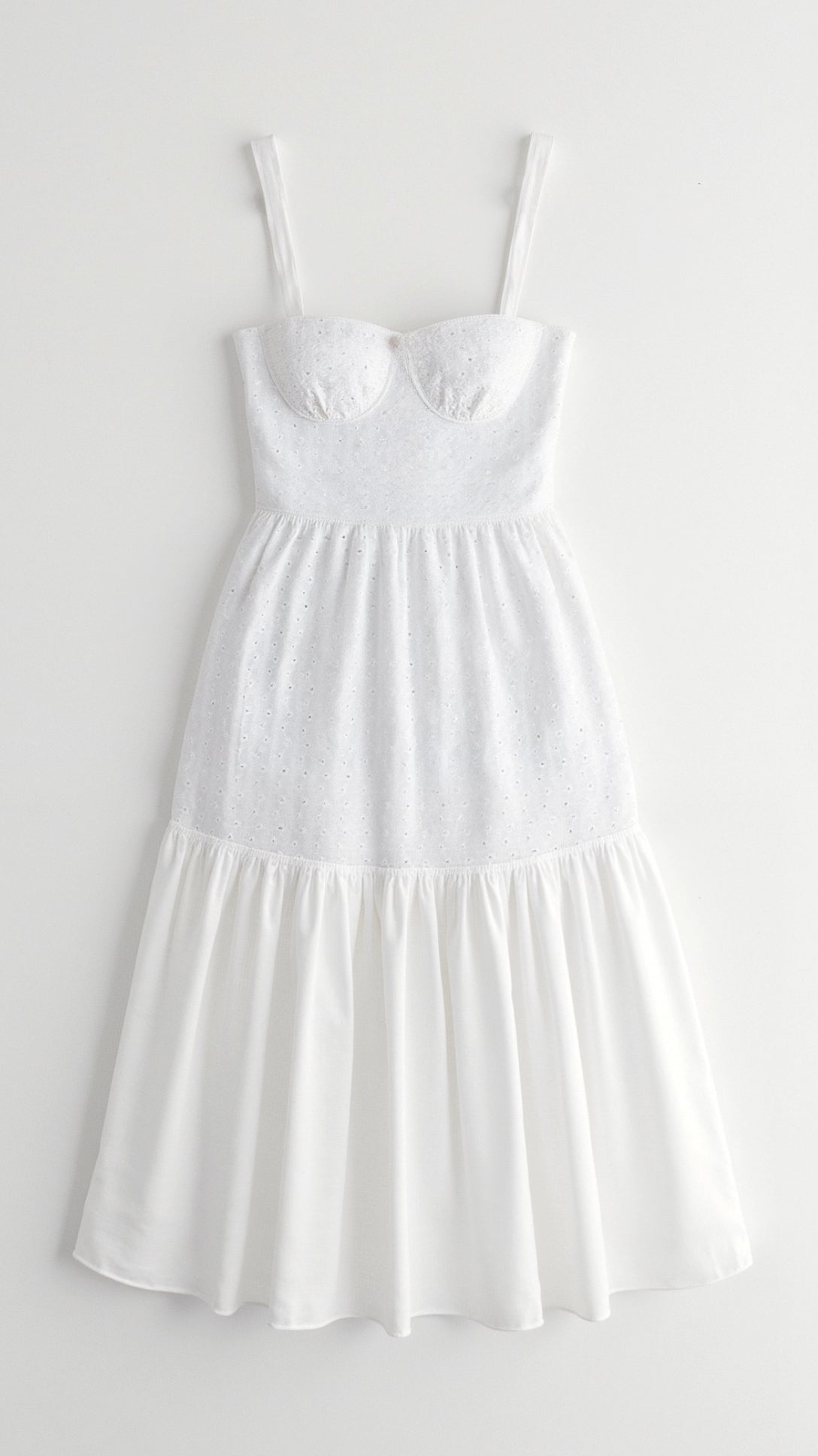 Sofia | Elegant White Cotton Midi Dress – Broderie Detail