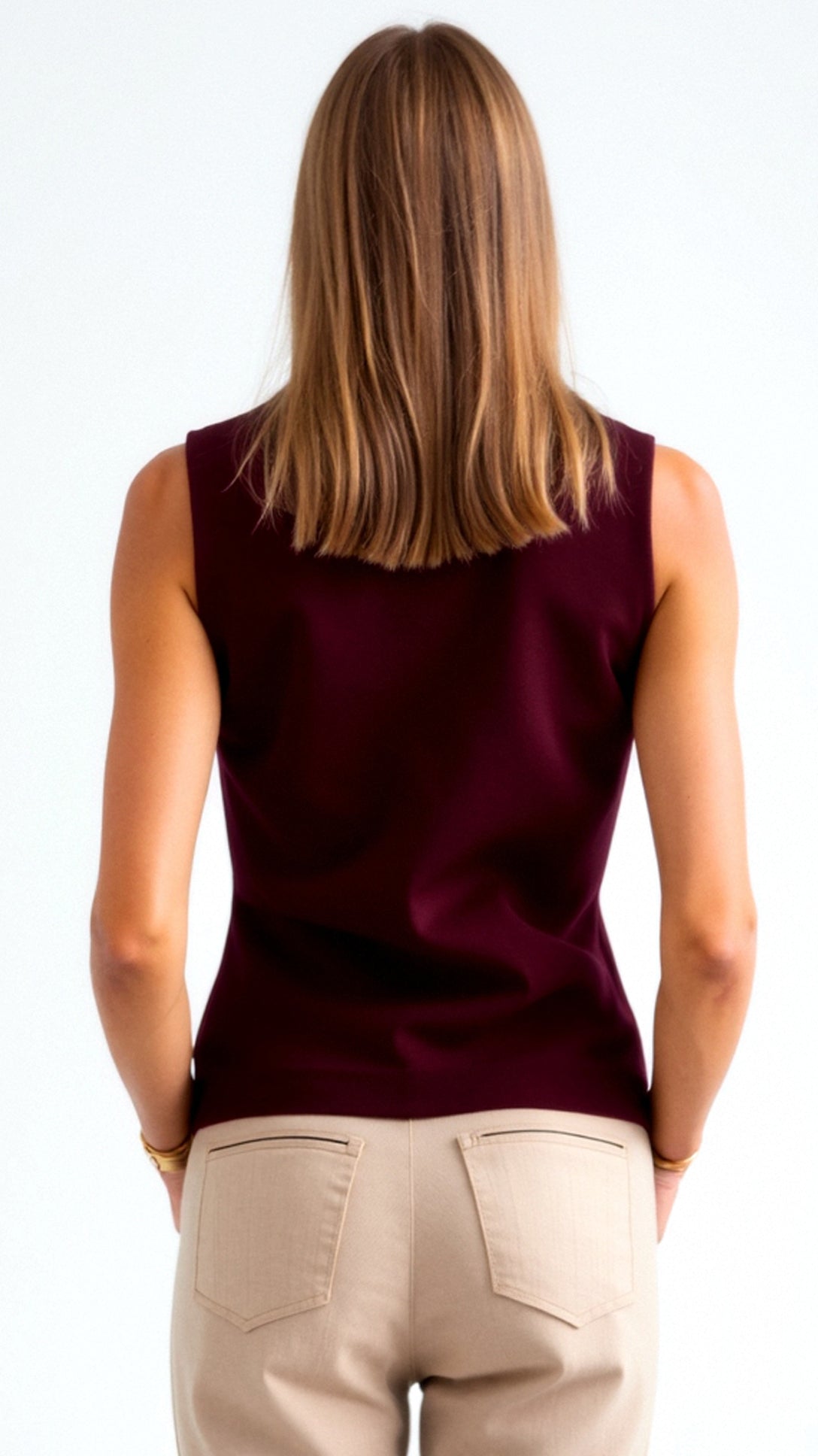 Elena | Green Waistcoat Top Knit Fabric Gold Buttons for Women