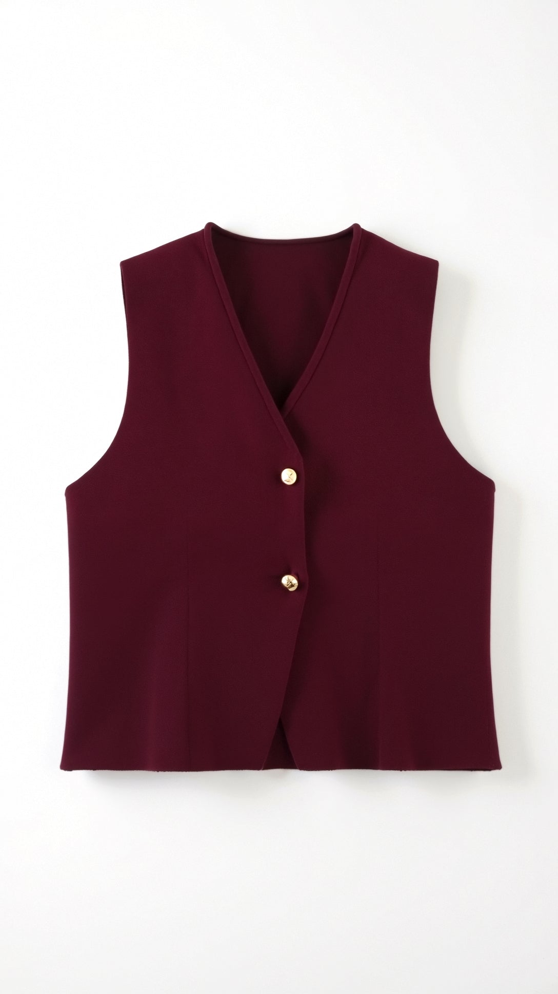 Elena | Green Waistcoat Top Knit Fabric Gold Buttons for Women