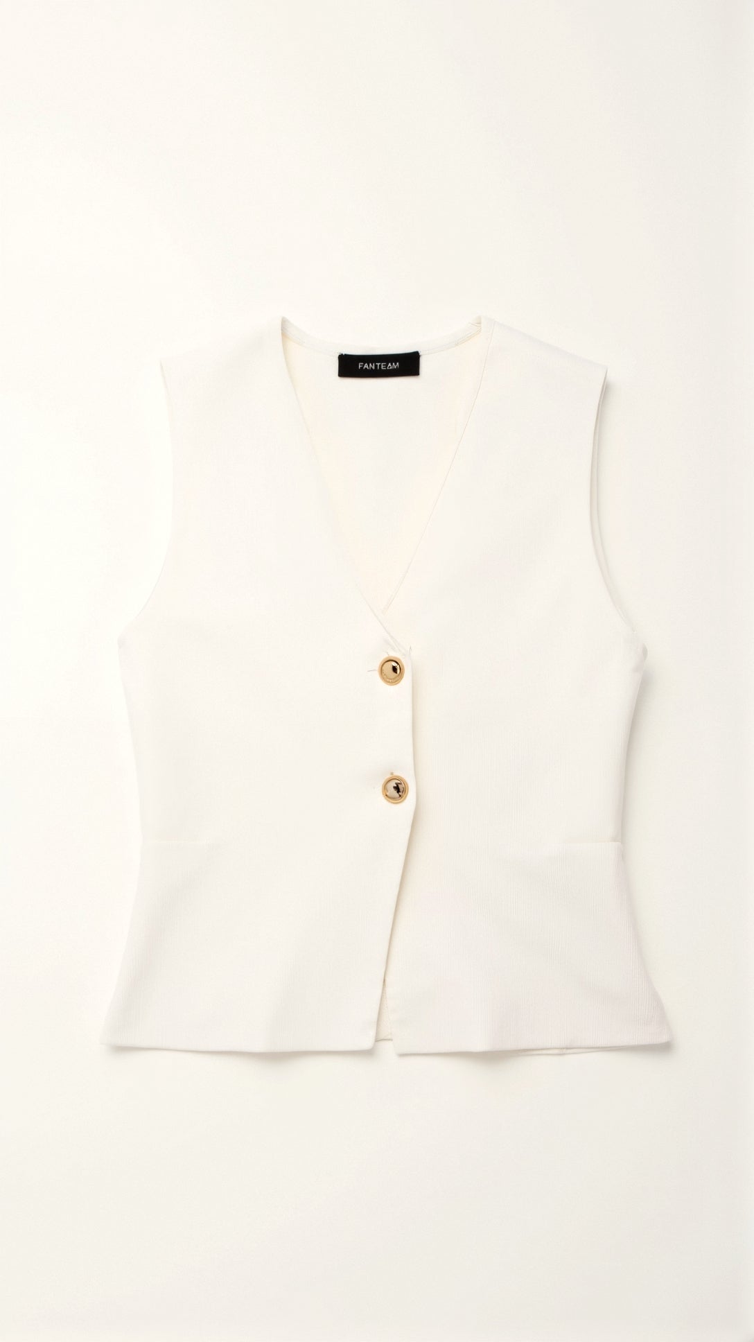 Elena | Green Waistcoat Top Knit Fabric Gold Buttons for Women