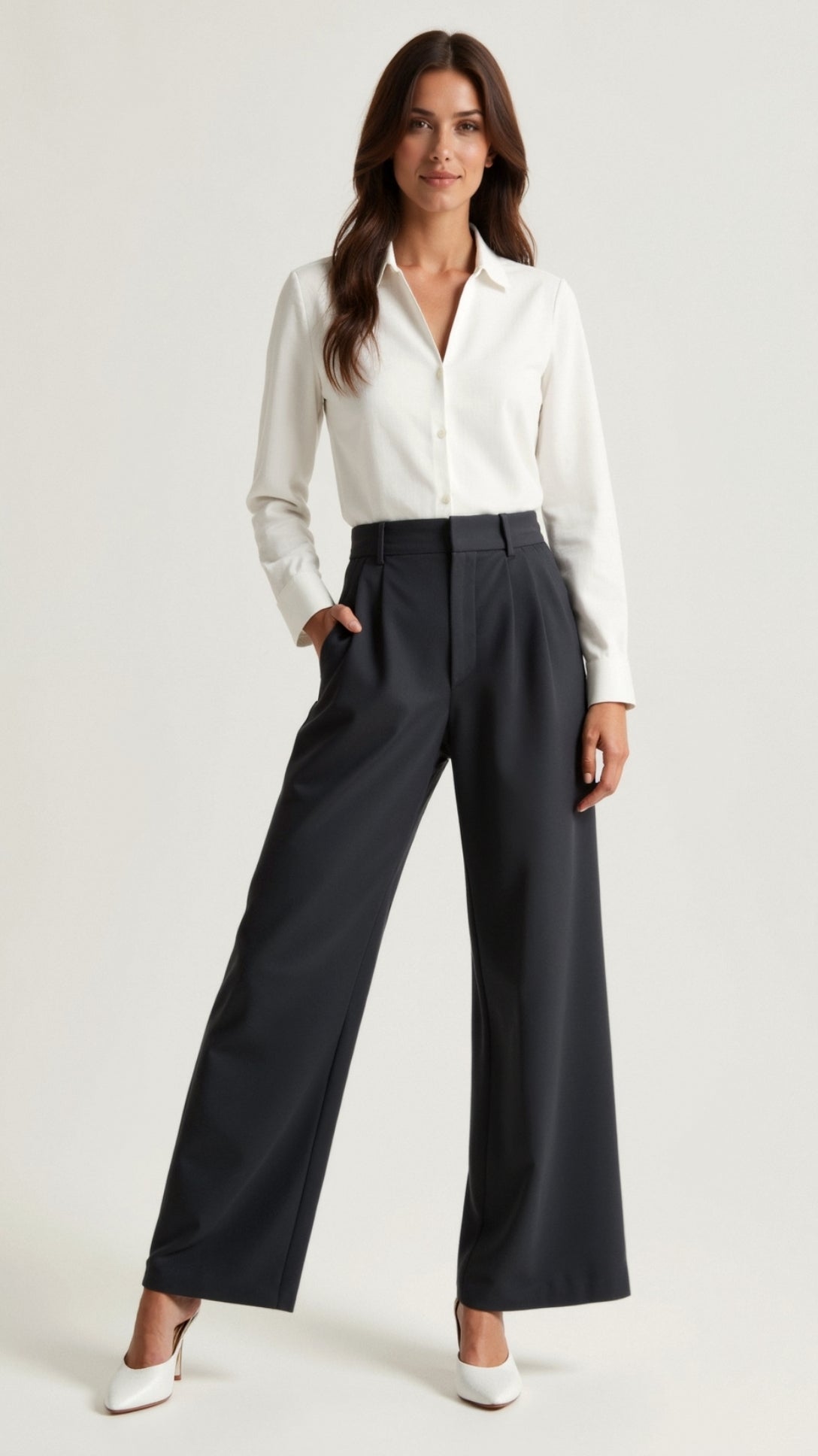 Diana | Beige Women’s Wide Leg Trousers Lightweight Material