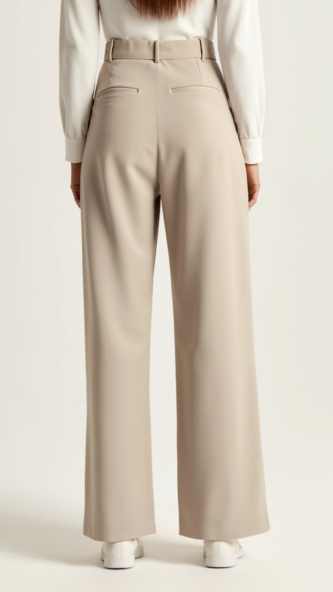 Diana | Beige Women’s Wide Leg Trousers Lightweight Material