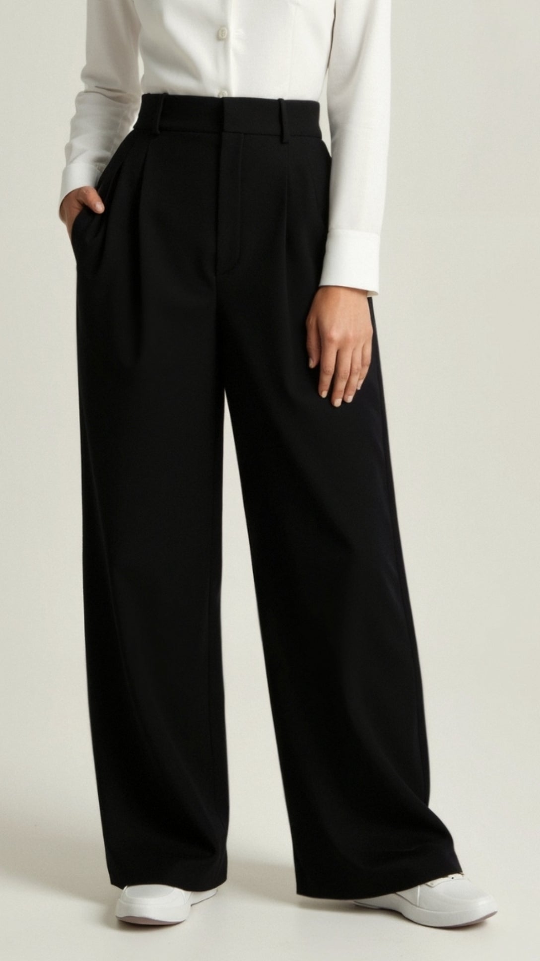 Diana | Beige Women’s Wide Leg Trousers Lightweight Material