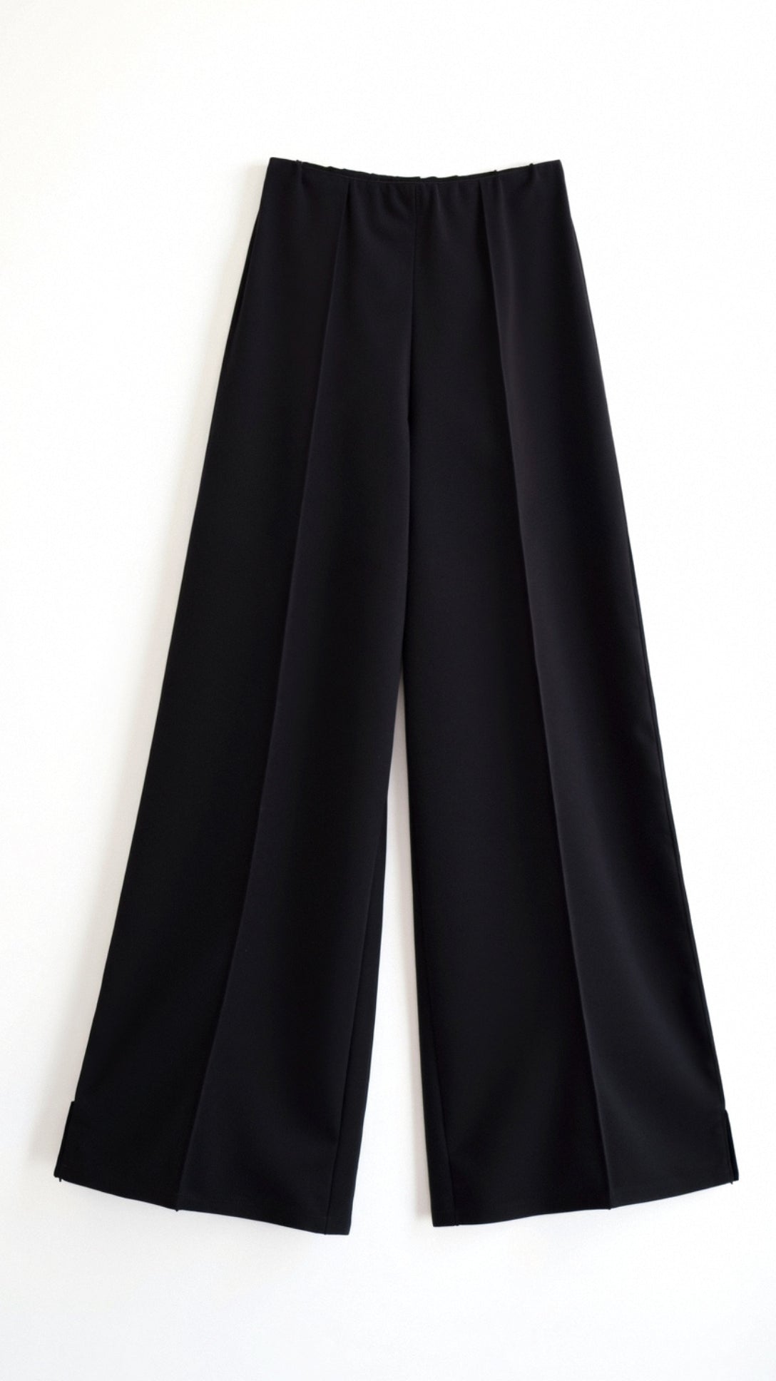 Federica | Women’s Black Wide Leg Pants Structured Fabric