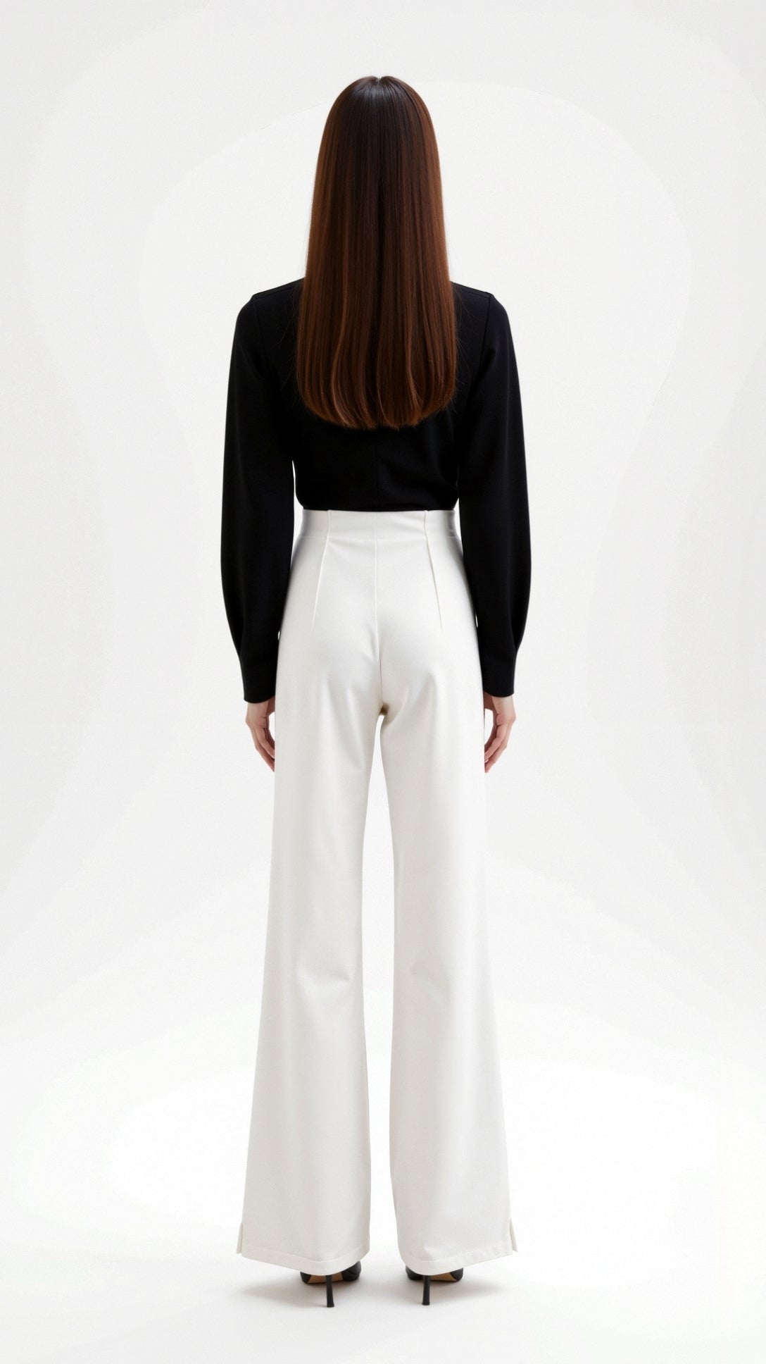 Federica | Women’s Black Wide Leg Pants Structured Fabric