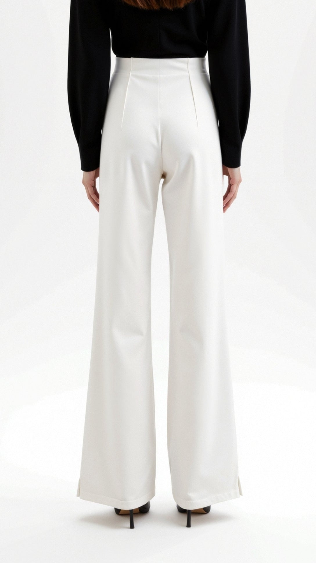 Federica | Women’s Black Wide Leg Pants Structured Fabric